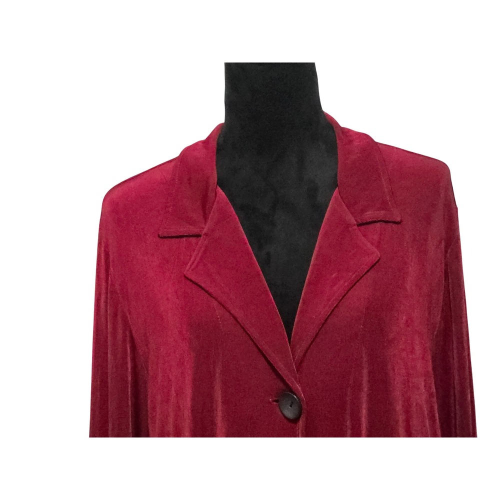 Chicos Travelers Burgundy Red Slinky Knit Single Button Jacket Blazer Size 3 /XL - Picture 3 of 10